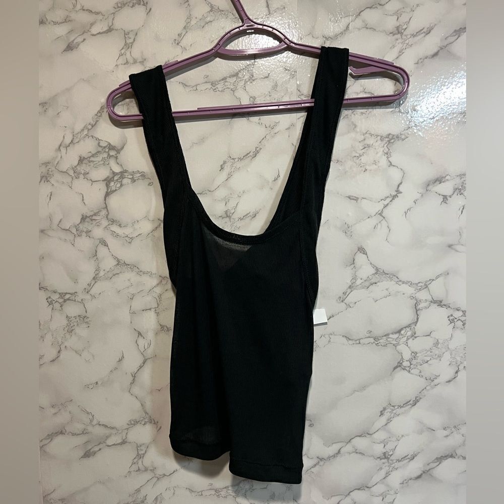 Free People Ribbed Tank Top Black Size M